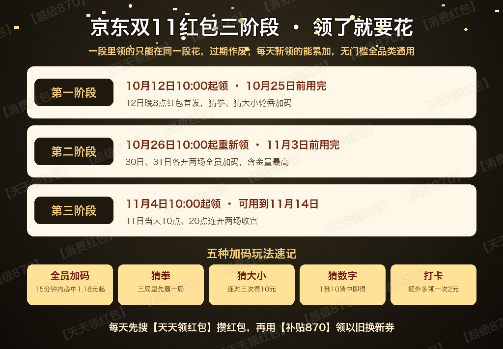 2026京东双11现货直发官宣!10月12日晚8点手机数码第一波降价、家电家具国补再减15%,淘宝15日起每天最高26888元红包接力,【家电870】【手机870】【我要领金币】双平台口令一篇领全